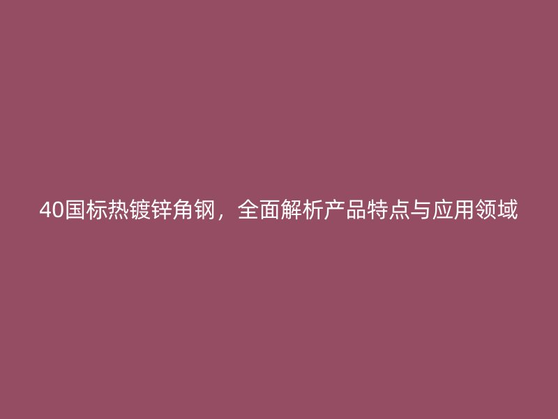 40國標熱鍍鋅角鋼，全面解析產品特點與應用領域