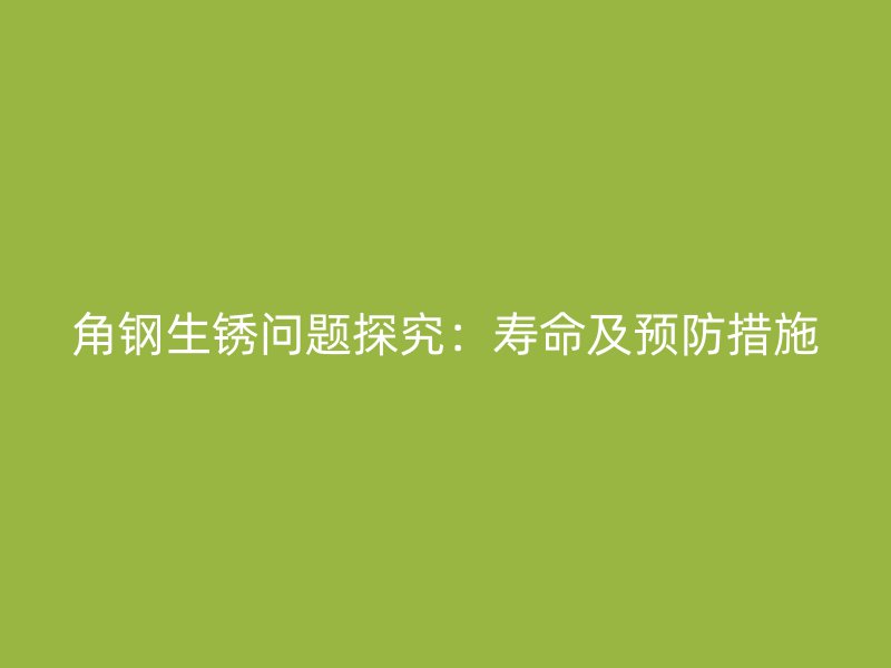 角鋼生銹問題探究：壽命及預(yù)防措施