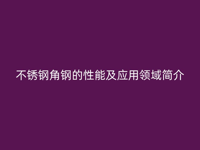 不銹鋼角鋼的性能及應用領域簡介