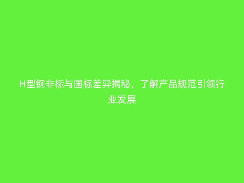 H型鋼非標與國標差異揭秘，了解產(chǎn)品規(guī)范引領(lǐng)行業(yè)發(fā)展
