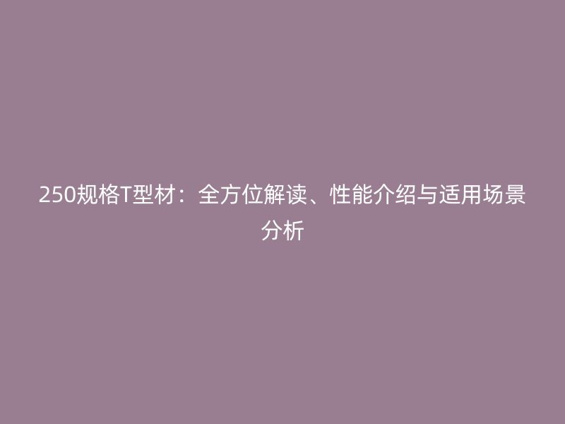 250規(guī)格T型材：全方位解讀、性能介紹與適用場(chǎng)景分析