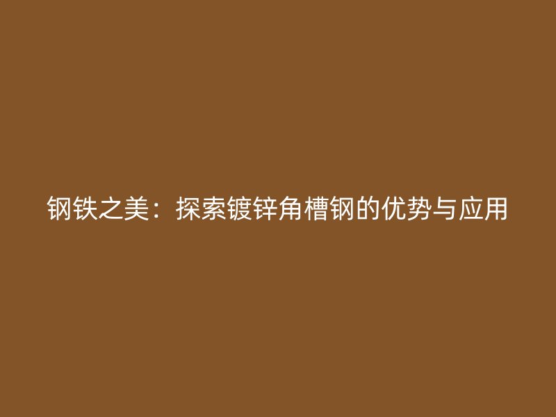 鋼鐵之美：探索鍍鋅角槽鋼的優(yōu)勢(shì)與應(yīng)用