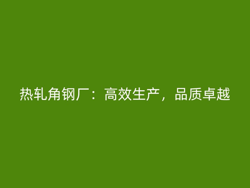 熱軋角鋼廠：高效生產(chǎn)，品質(zhì)卓越