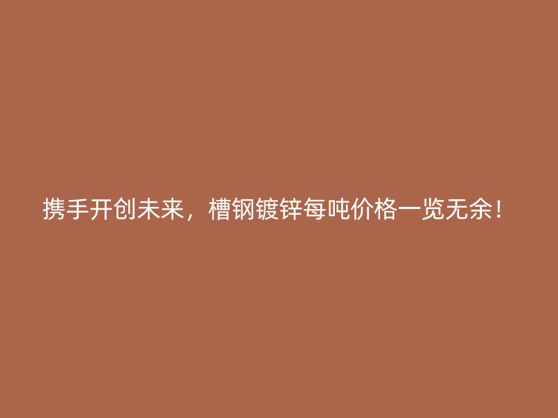 攜手開創(chuàng)未來，槽鋼鍍鋅每噸價(jià)格一覽無余！