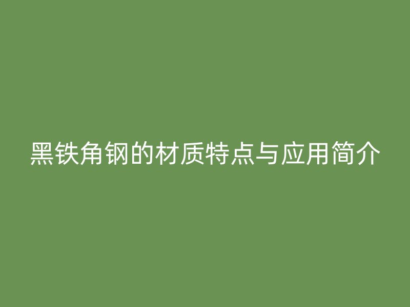黑鐵角鋼的材質(zhì)特點與應用簡介