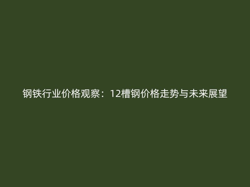鋼鐵行業(yè)價(jià)格觀察：12槽鋼價(jià)格走勢(shì)與未來(lái)展望