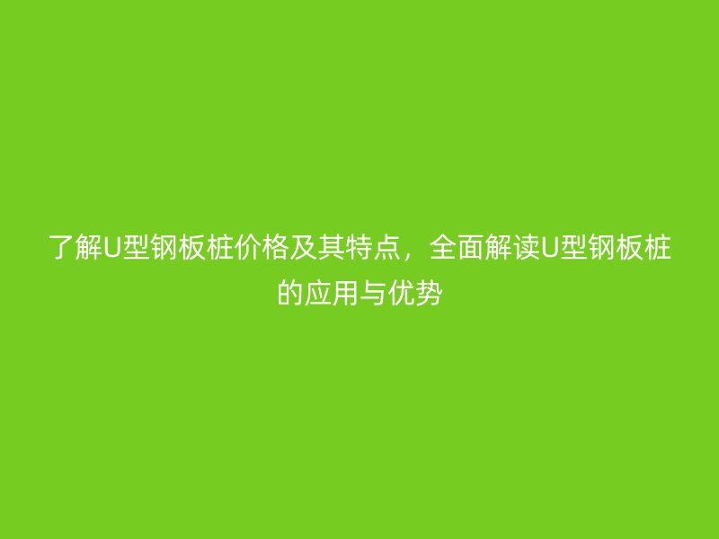 了解U型鋼板樁價格及其特點，全面解讀U型鋼板樁的應(yīng)用與優(yōu)勢