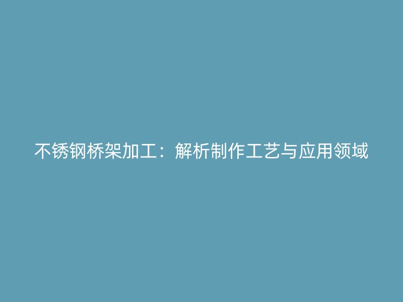 不銹鋼橋架加工：解析制作工藝與應用領域