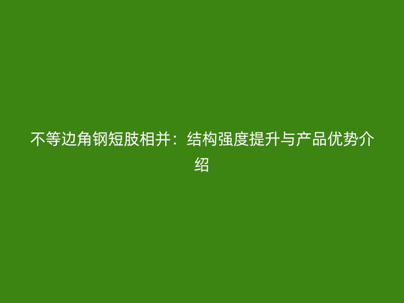 不等邊角鋼短肢相并：結(jié)構(gòu)強度提升與產(chǎn)品優(yōu)勢介紹