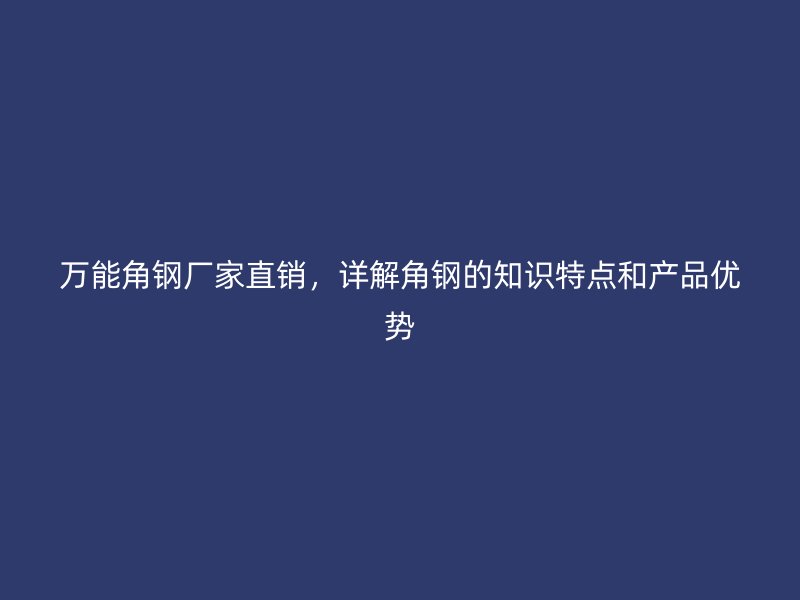 萬能角鋼廠家直銷，詳解角鋼的知識特點和產(chǎn)品優(yōu)勢