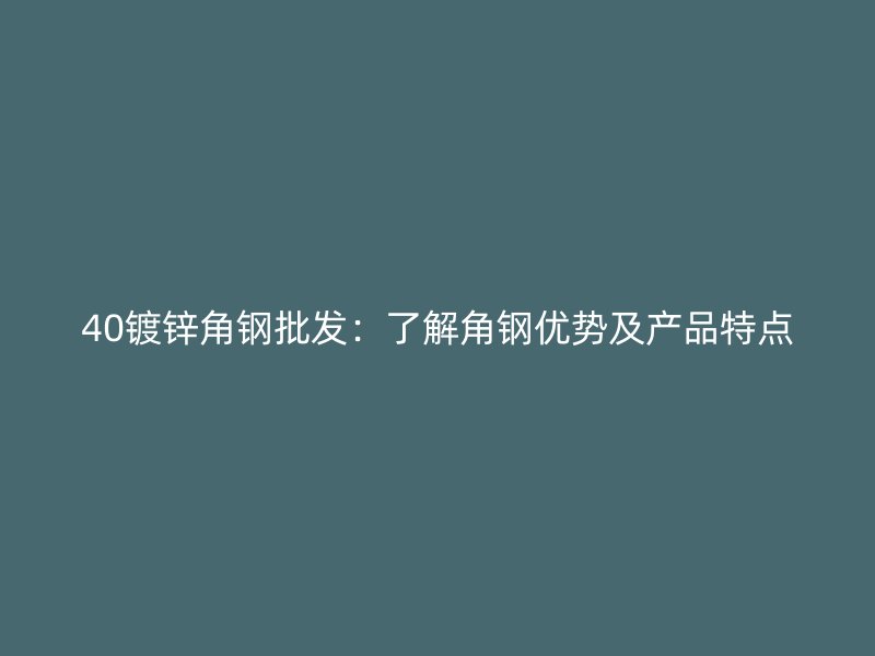 40鍍鋅角鋼批發(fā)：了解角鋼優(yōu)勢及產(chǎn)品特點