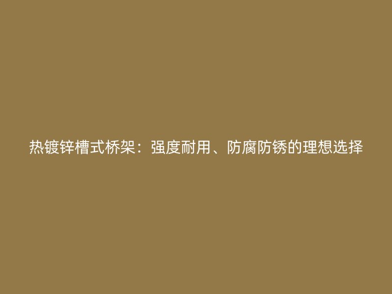 熱鍍鋅槽式橋架：強度耐用、防腐防銹的理想選擇