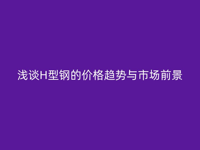 淺談H型鋼的價(jià)格趨勢與市場前景