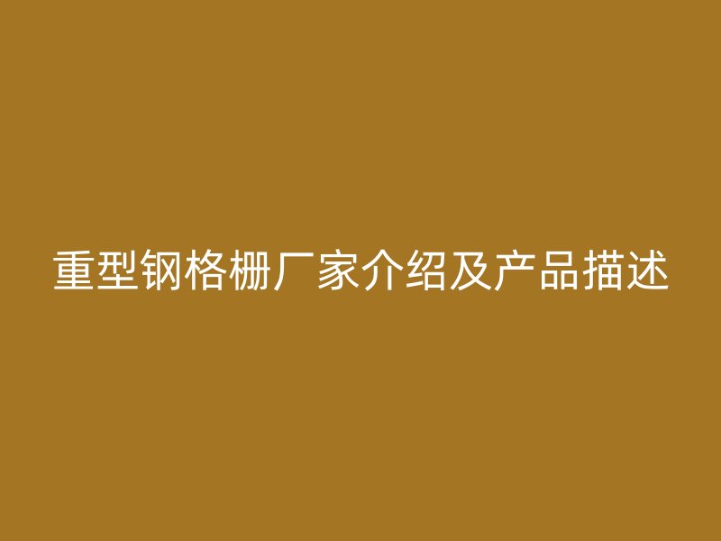 重型鋼格柵廠家介紹及產(chǎn)品描述